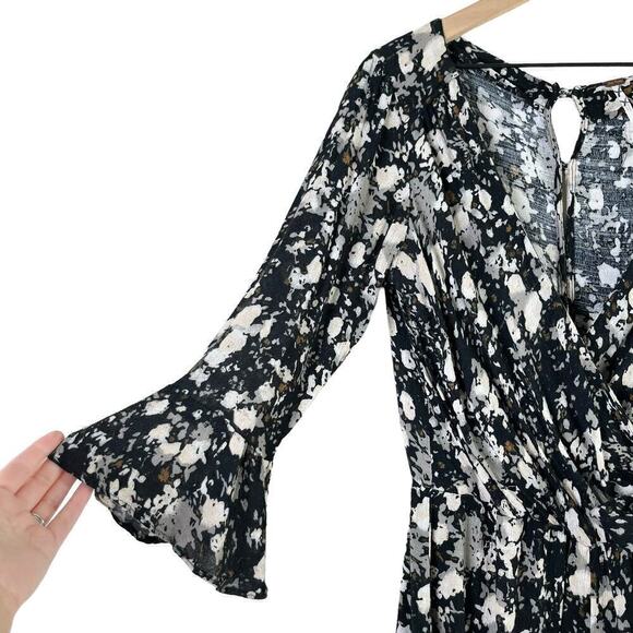 Free People All The Right Ruffles Romper in Ivory Black, Size XS - Picture 7 of 16